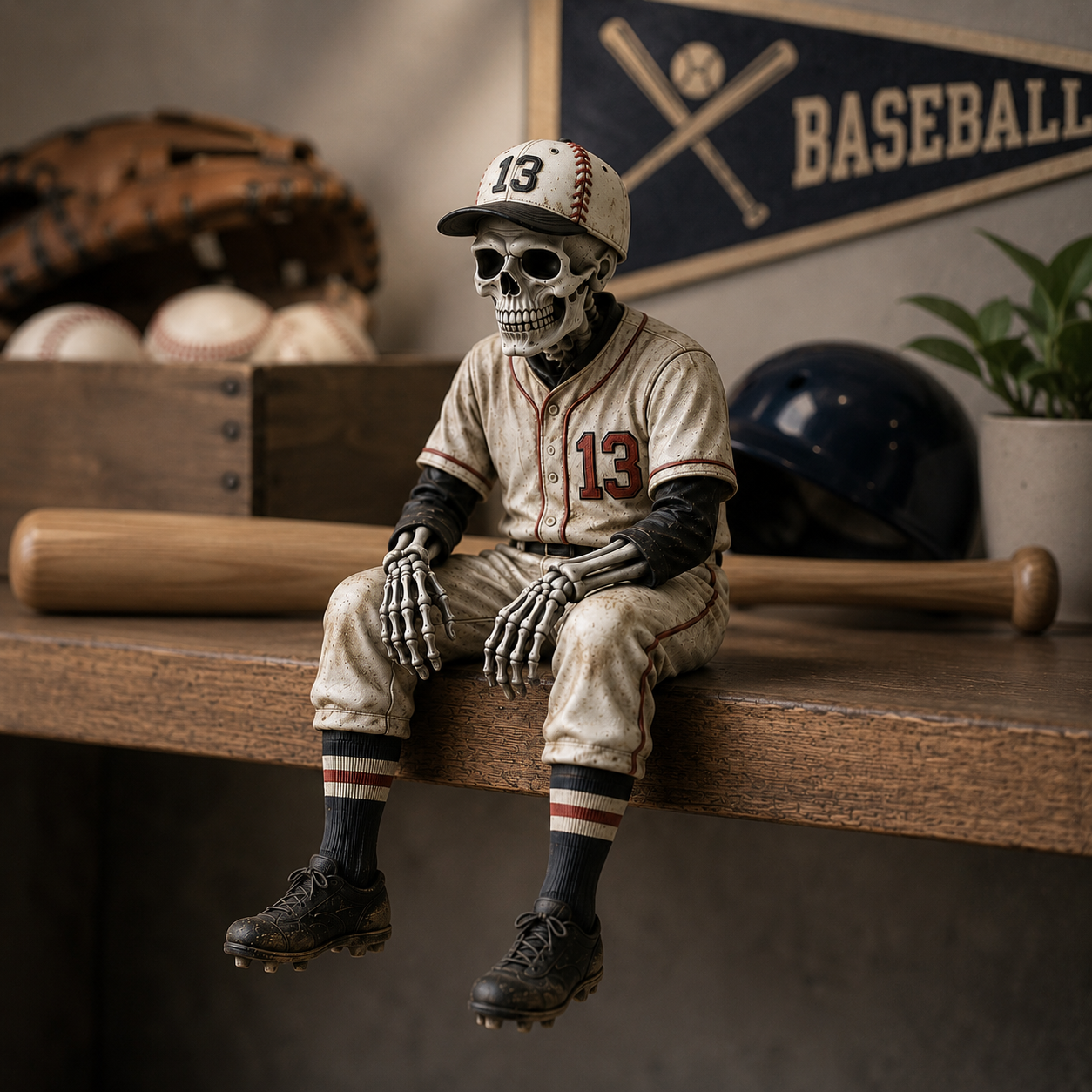 šā¾Baseball Skeleton Shelf Sitter