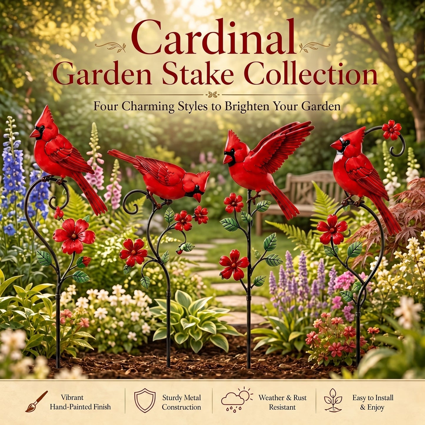 π¦ Red Cardinal Garden Stake Decoration