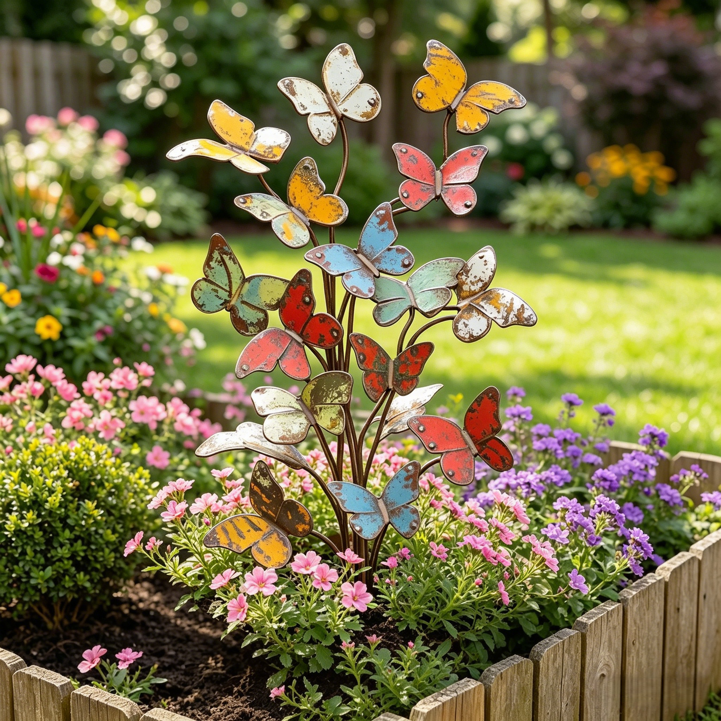 🦋🦋Multicolored Metal Butterfly Garden Stake