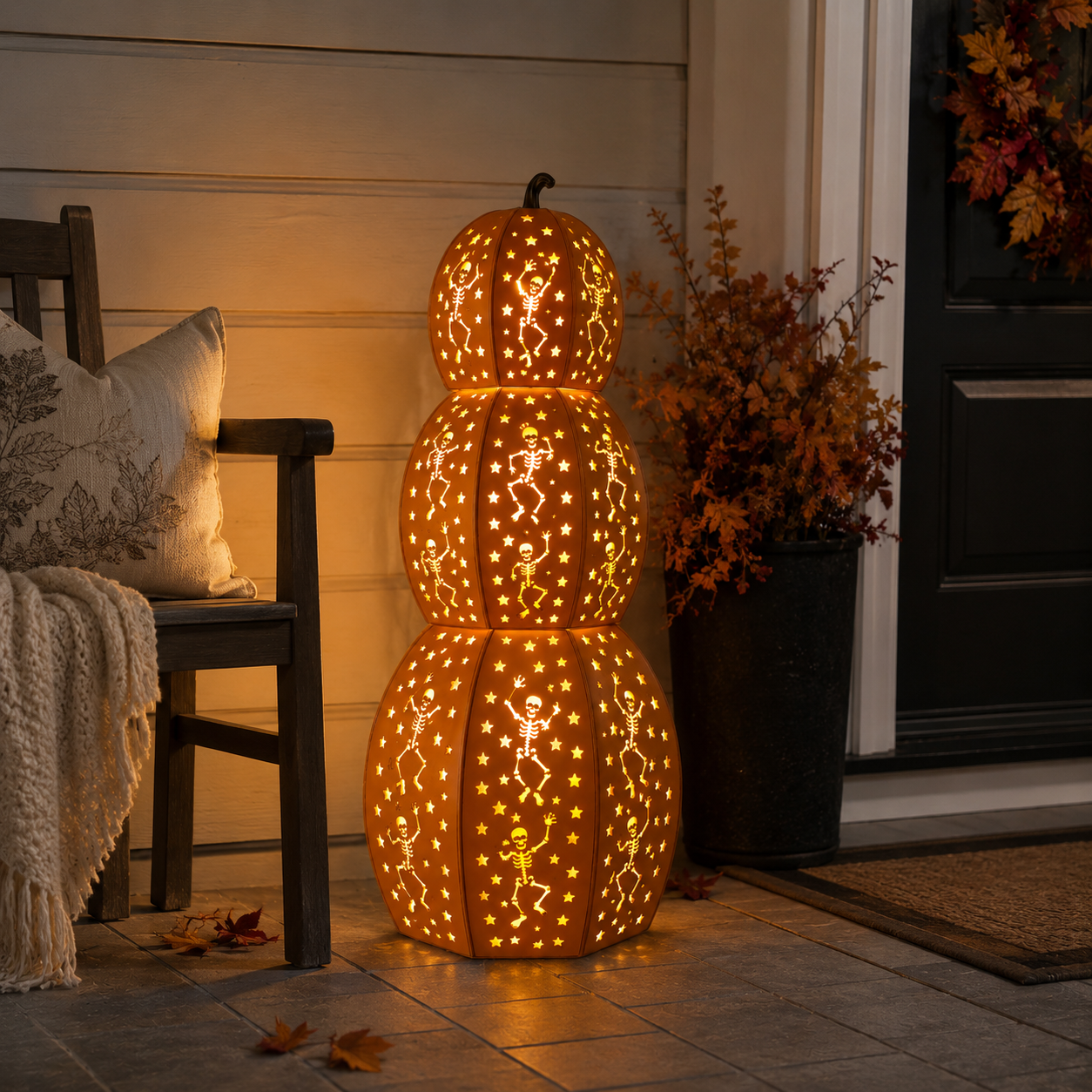 🎃🎃Lighted Stacked Pumpkin Porch Decor