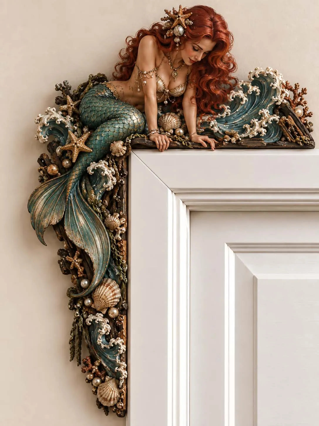 🧜♀️ 🐚🧜♀️ 🐚 Beautiful Mermaid Door Corner 🌊 Waves & Seashells Fantasy Wall Decor