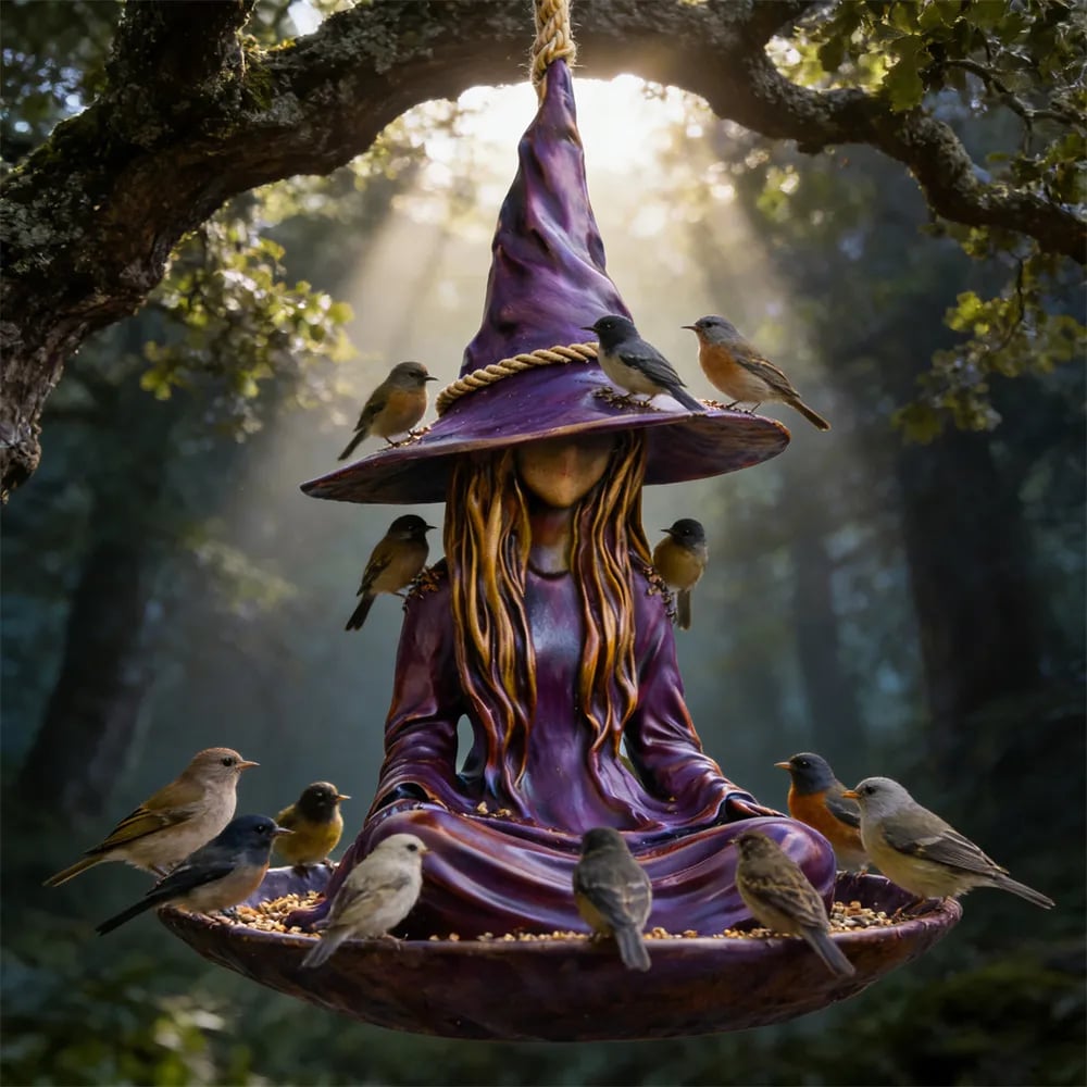 🧙♀️Meditating Witch Garden Bird Feeder