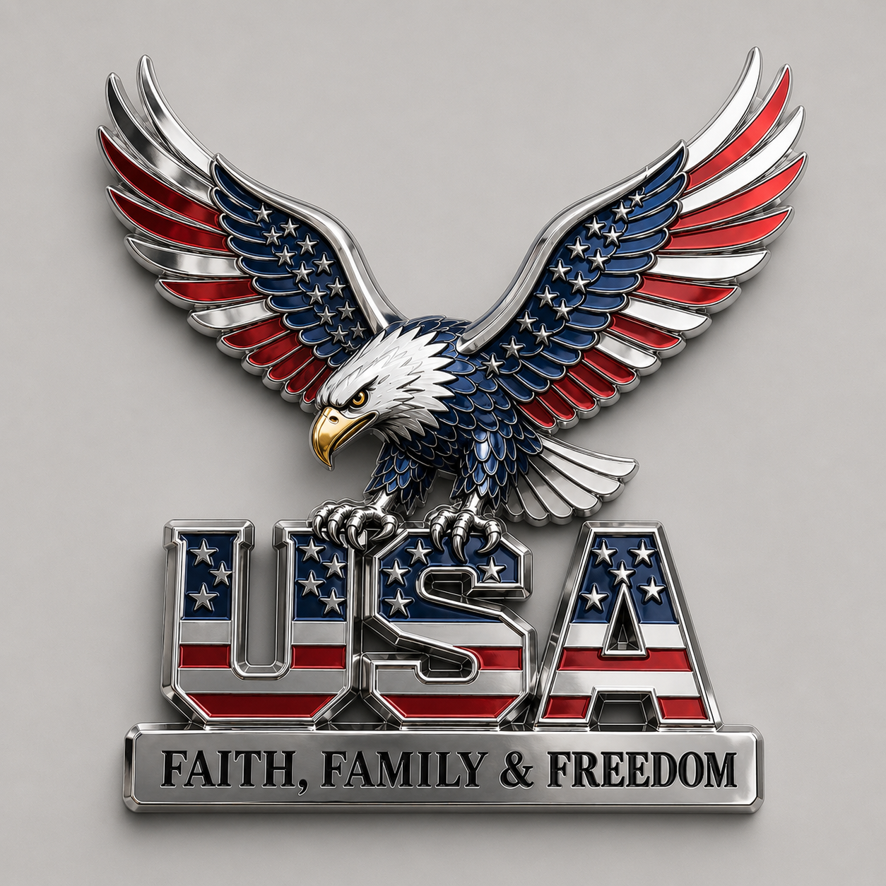 🦅🦅USA Faith, Family & Freedom Metal Emblem