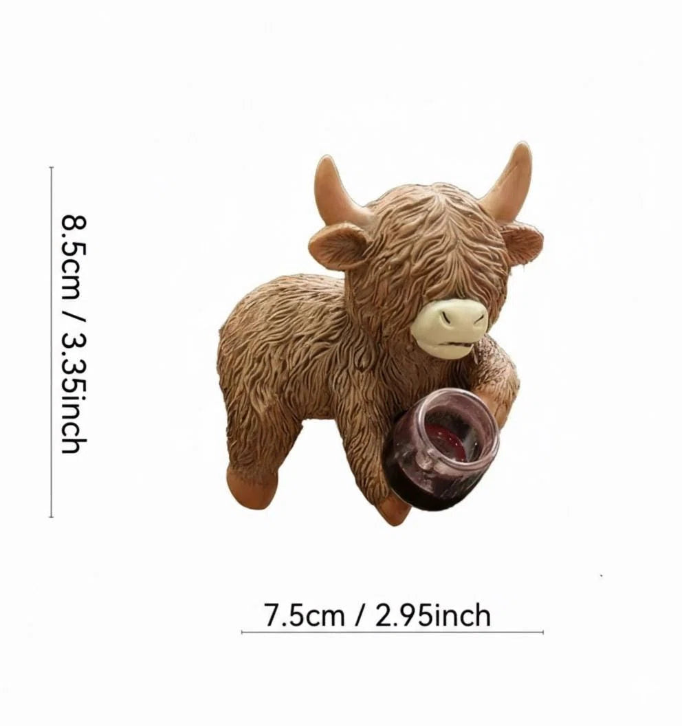 🐂🐂Highland Cow Pot Hangers, Resin Garden Decor, Beer & Wine Sitting Cow Plant Hangers, Cute Planter Rim Pendent Figurines