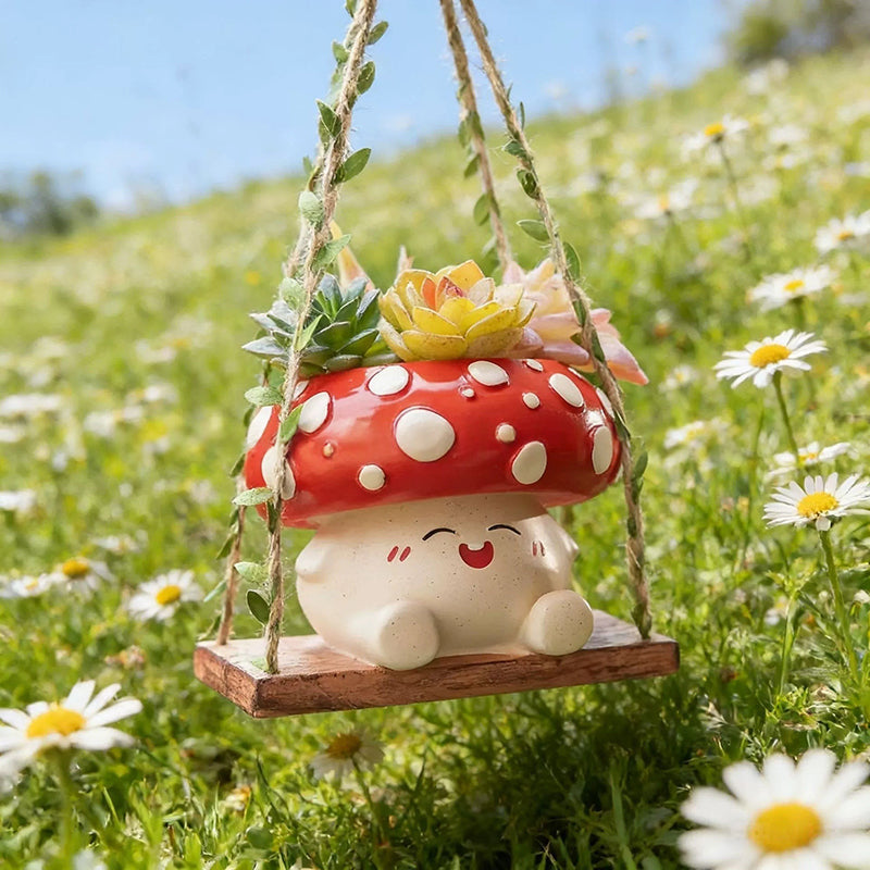 🍄New Mushroom-Style Resin Hanging Basket Planter