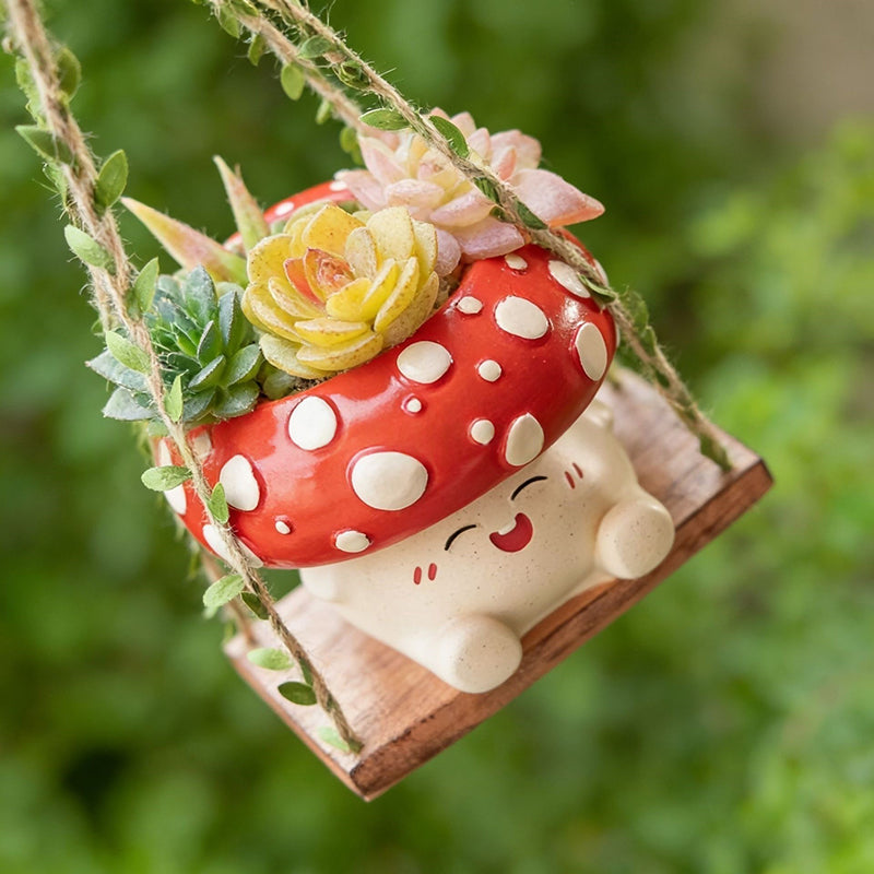 🍄New Mushroom-Style Resin Hanging Basket Planter