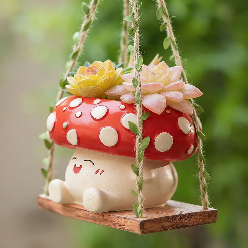 🍄New Mushroom-Style Resin Hanging Basket Planter