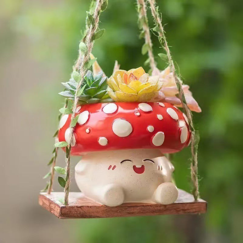 🍄New Mushroom-Style Resin Hanging Basket Planter