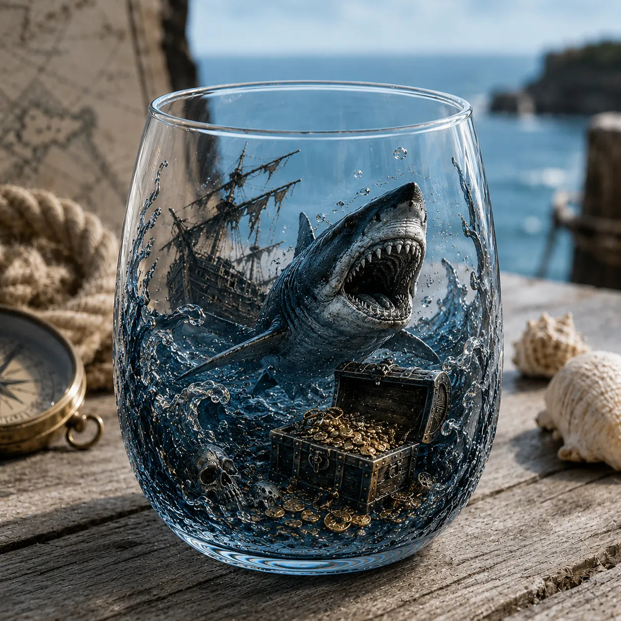 🌊🌊Release The Kraken Pirate Glass Collection — 3-Piece Legendary Ocean Treasure Set - KRAKEN RISE GLass