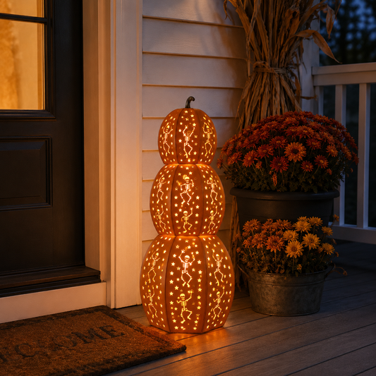 🎃🎃Lighted Stacked Pumpkin Porch Decor