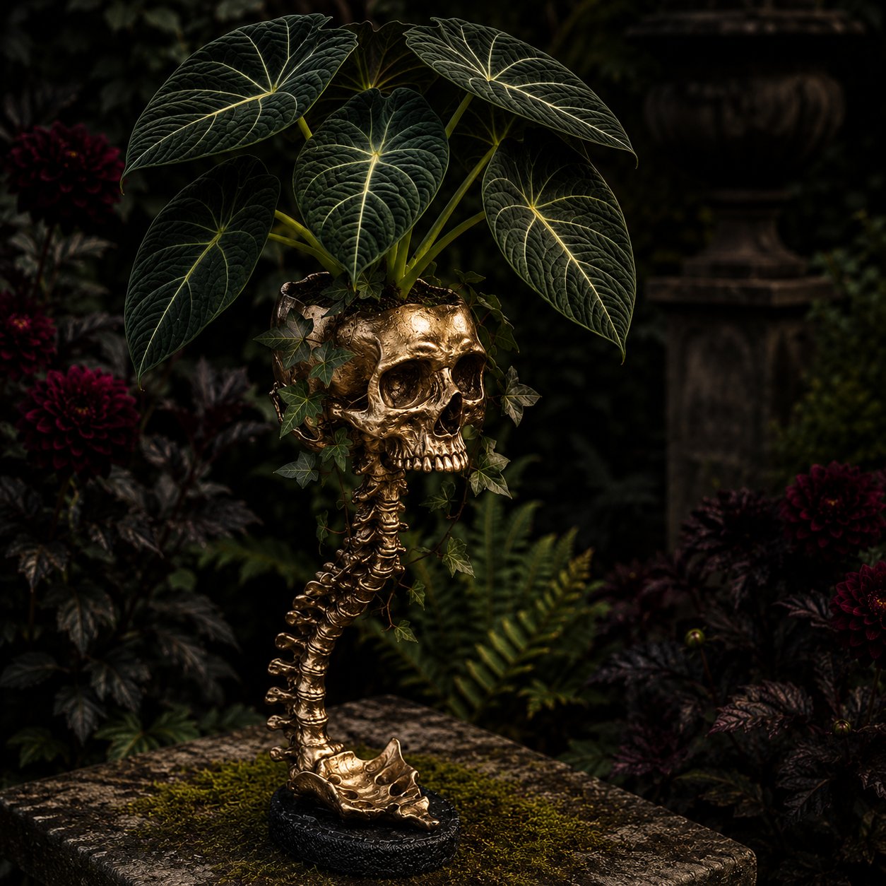💀💀 🌿 Sculptured Skull Flowerpot