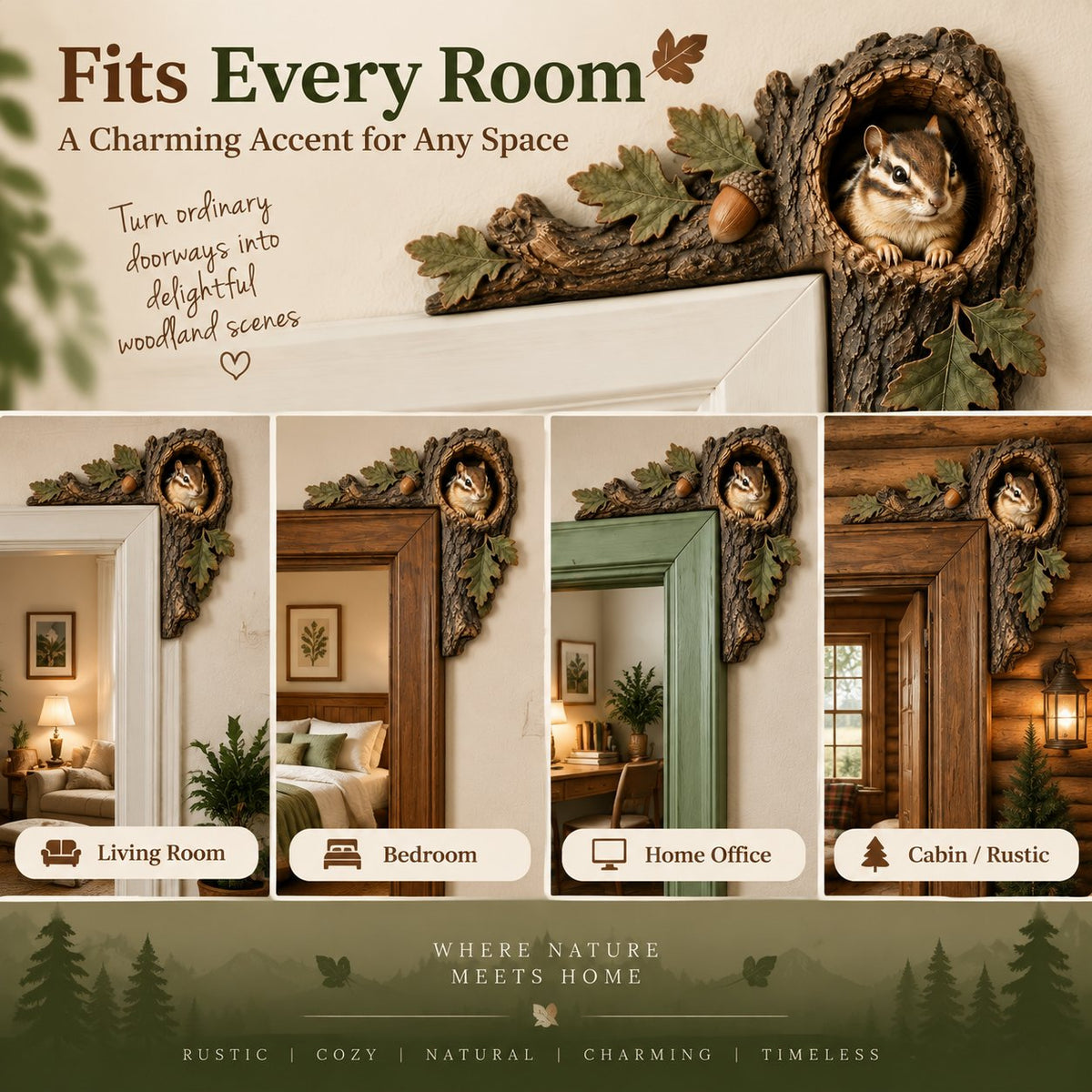 🎅 🎅2026 Christmas Gift 50% Off--⏰LAST DAY 50% OFF 🐿️ 3D Chipmunk Tree Hollow Door Topper | Woodland Animal Doorway Decor For Cozy Nature Homes
