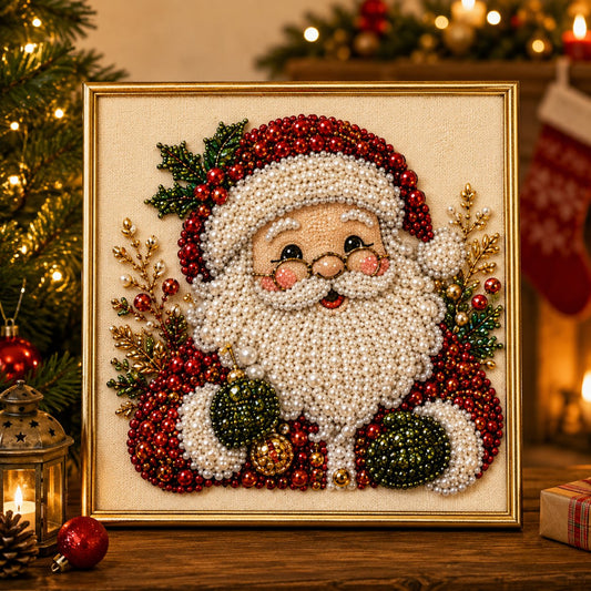 🧘🧘Relaxing & Beginner-Friendly - 🎨💎DIY Christmas Pearl Diamond Painting Art Kit With Frame