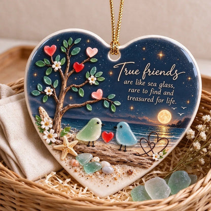 🌞True Friends Sea Glass Ornament Keepsake