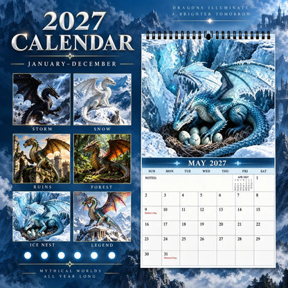 🐉🐉Dragons  2027 Wall Calendar – 12-Month Epic Fantasy Dragon Calendar, Mystical Legendary Art Hanging Planner for Dragon Lovers