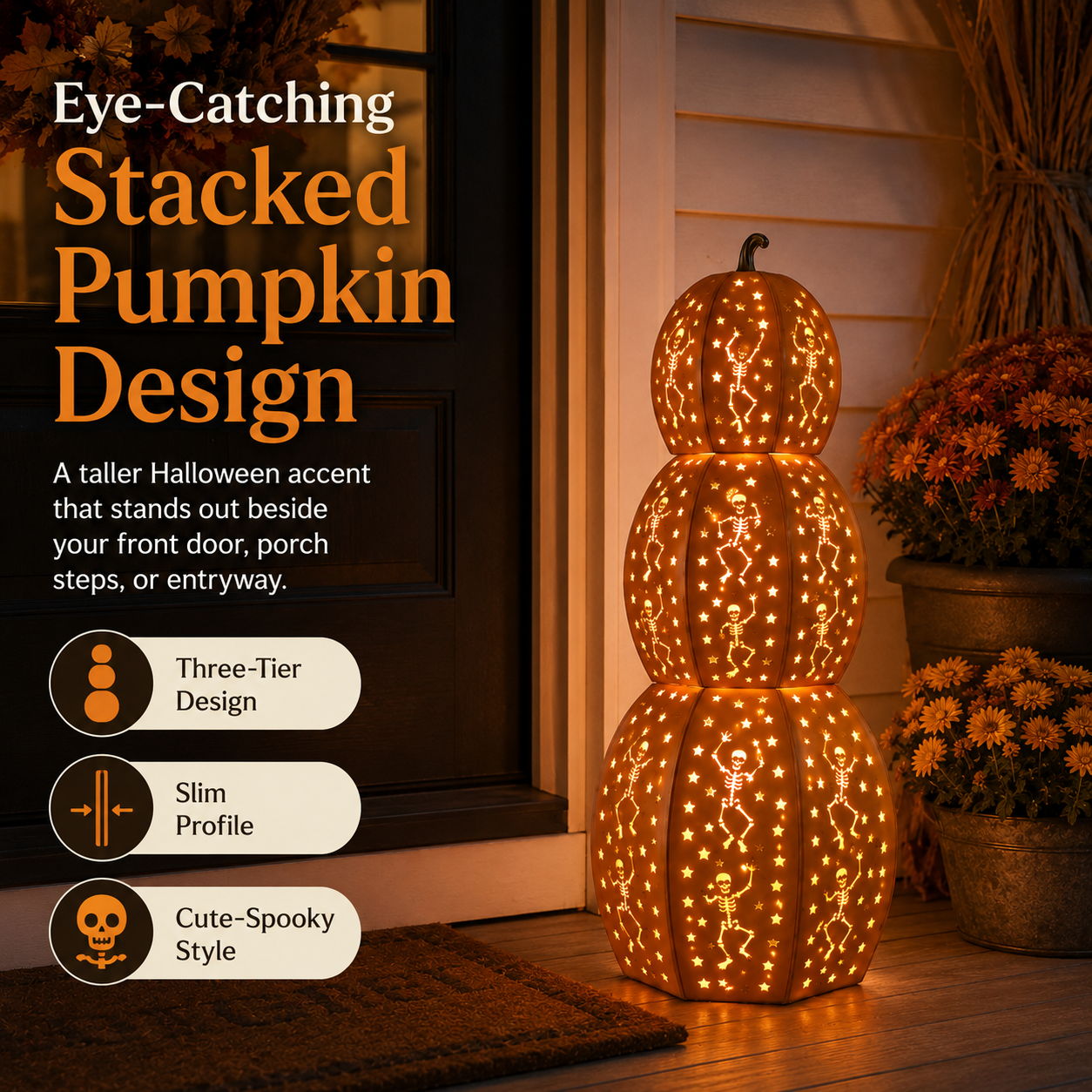 🎃Lighted Stacked Pumpkin Porch Decor
