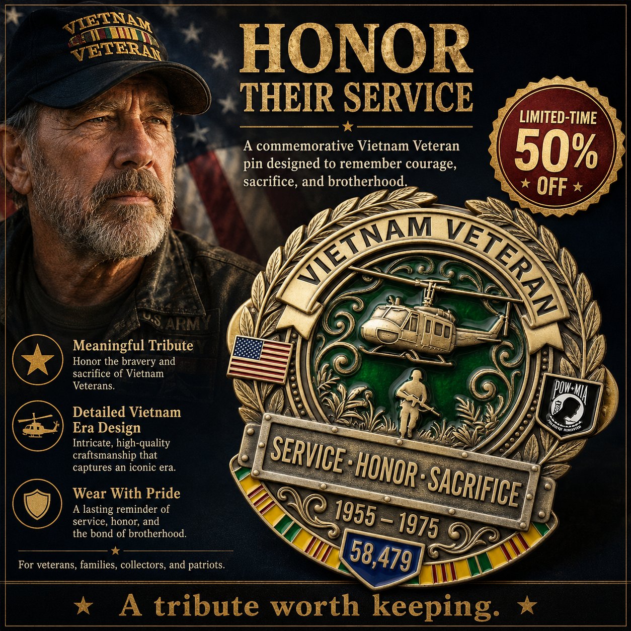 🦅🦅LAST DAY 49% OFF - 🎖️Vietnam Veteran Honor Commemorative Pin