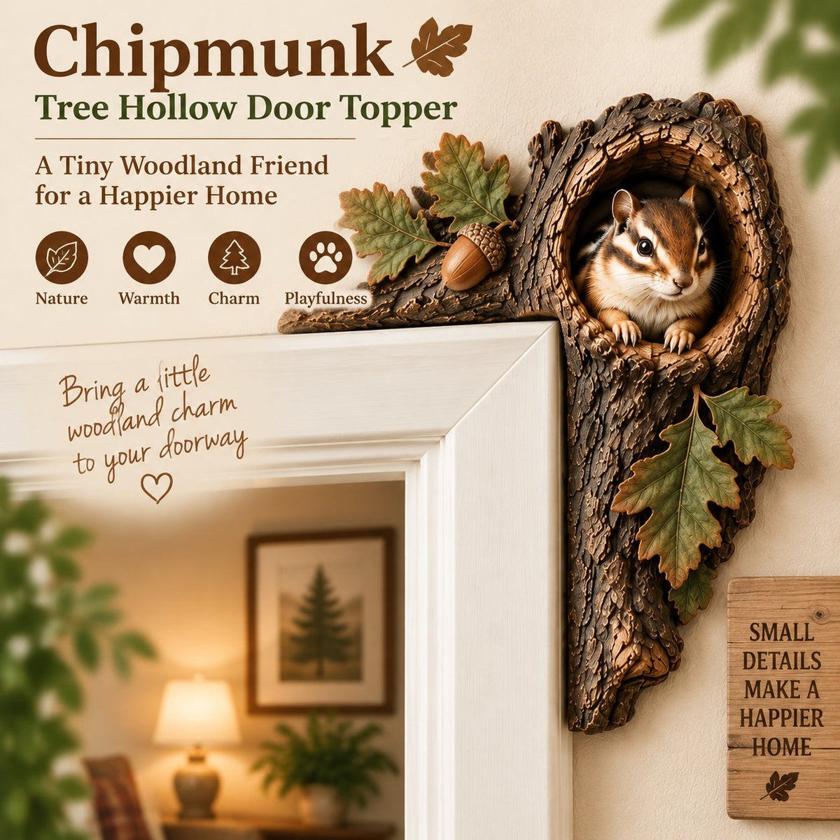 🎅 🎅2026 Christmas Gift 50% Off--⏰LAST DAY 50% OFF 🐿️ 3D Chipmunk Tree Hollow Door Topper | Woodland Animal Doorway Decor For Cozy Nature Homes