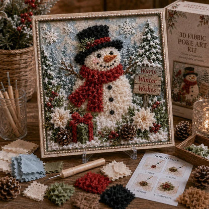🔥 LAST DAY 49% OFF – 🎄🧵 Premium 3D Christmas Fabric Poke Art Kit | No-Sew Holiday Craft with Pre-Punched Board, Fabric Squares & Display Stand 🎅✨