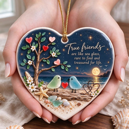 🌞True Friends Sea Glass Ornament Keepsake
