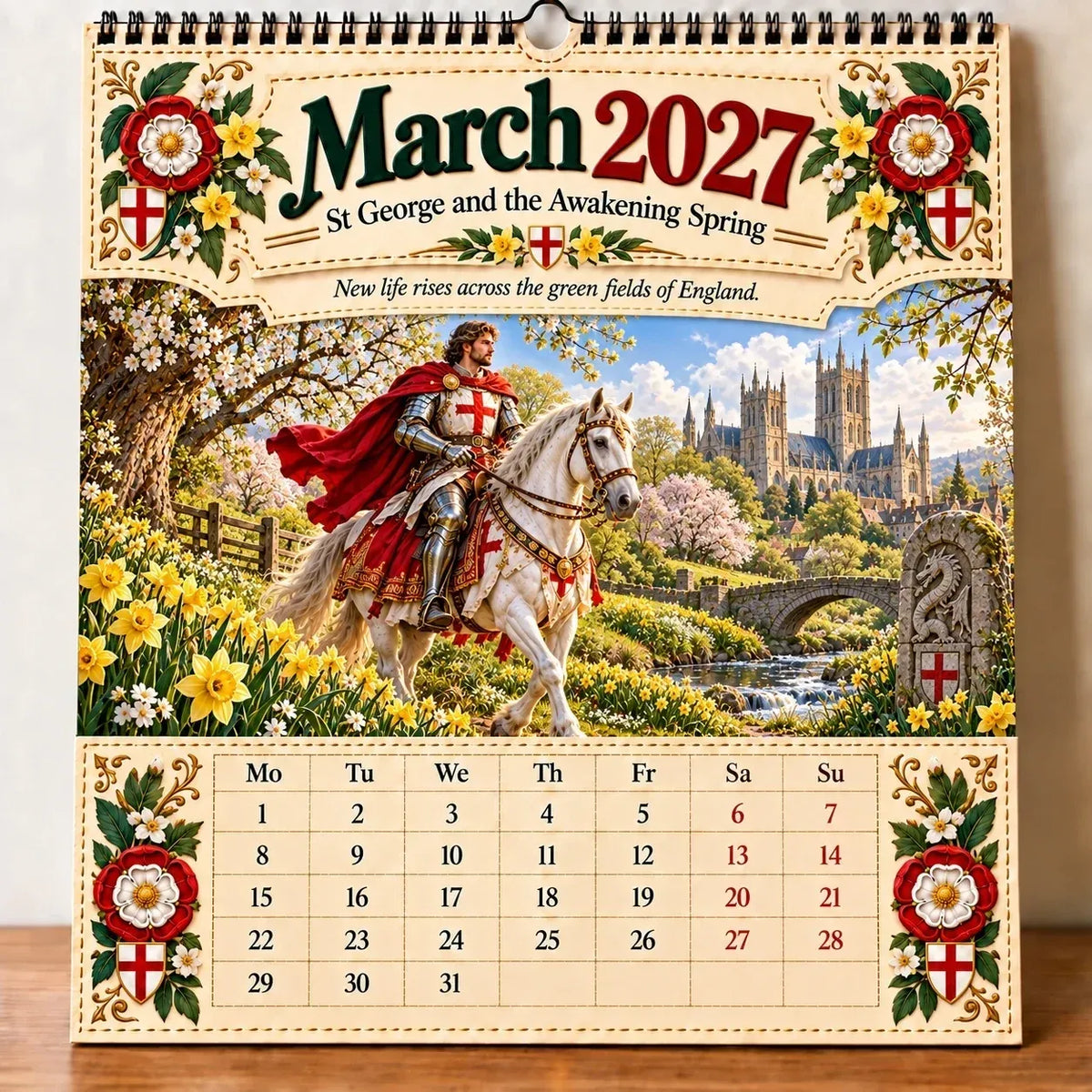 🗡️🐉 2027 England St George “Faith, Courage & Protection” Wall Calendar📅