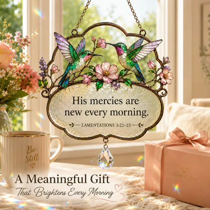 🐦Christian Scripture Bird Suncatcher with Crystal Prism – Hummingbird, Cardinal & Songbird Window Hanging