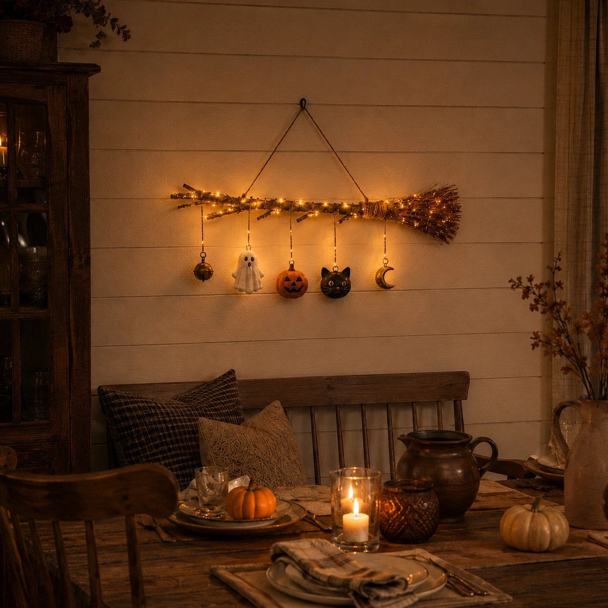 🔥 🔥 Limited-Time 50% OFF + Free Shipping 🍂 Lighted Fall Broom Wall Hanging – Cozy Halloween & Autumn Decor