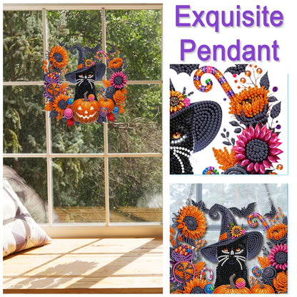 🎃Black Cat Moon Diamond Art Hanging Ornament Kit – Relaxing DIY Halloween Craft 🎃💎 (📦Buy 2 Free Shipping)