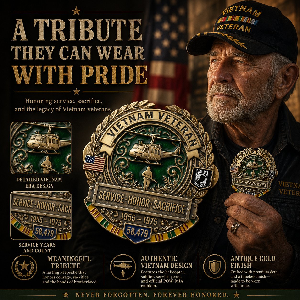 🦅🦅LAST DAY 49% OFF - 🎖️Vietnam Veteran Honor Commemorative Pin