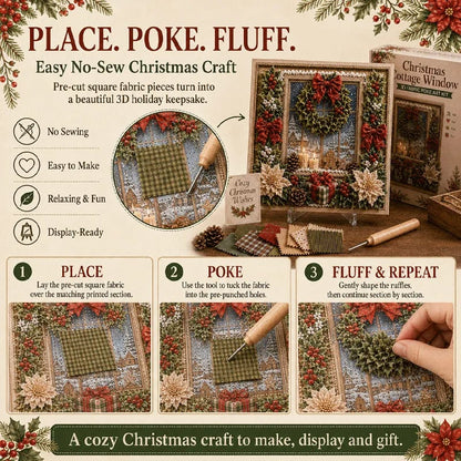 🔥 LAST DAY 49% OFF – 🎄🧵 Premium 3D Christmas Fabric Poke Art Kit | No-Sew Holiday Craft with Pre-Punched Board, Fabric Squares & Display Stand 🎅✨