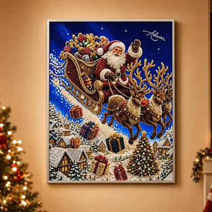 🎅🎅🎄 Premium 3D Pearl Christmas Reindeer Diamond Painting Art Kit |  Luxury Flocked Canvas with Scratch-Resistant Non-Fading Pearl Beads DIY Holiday Decor⛄️❄️