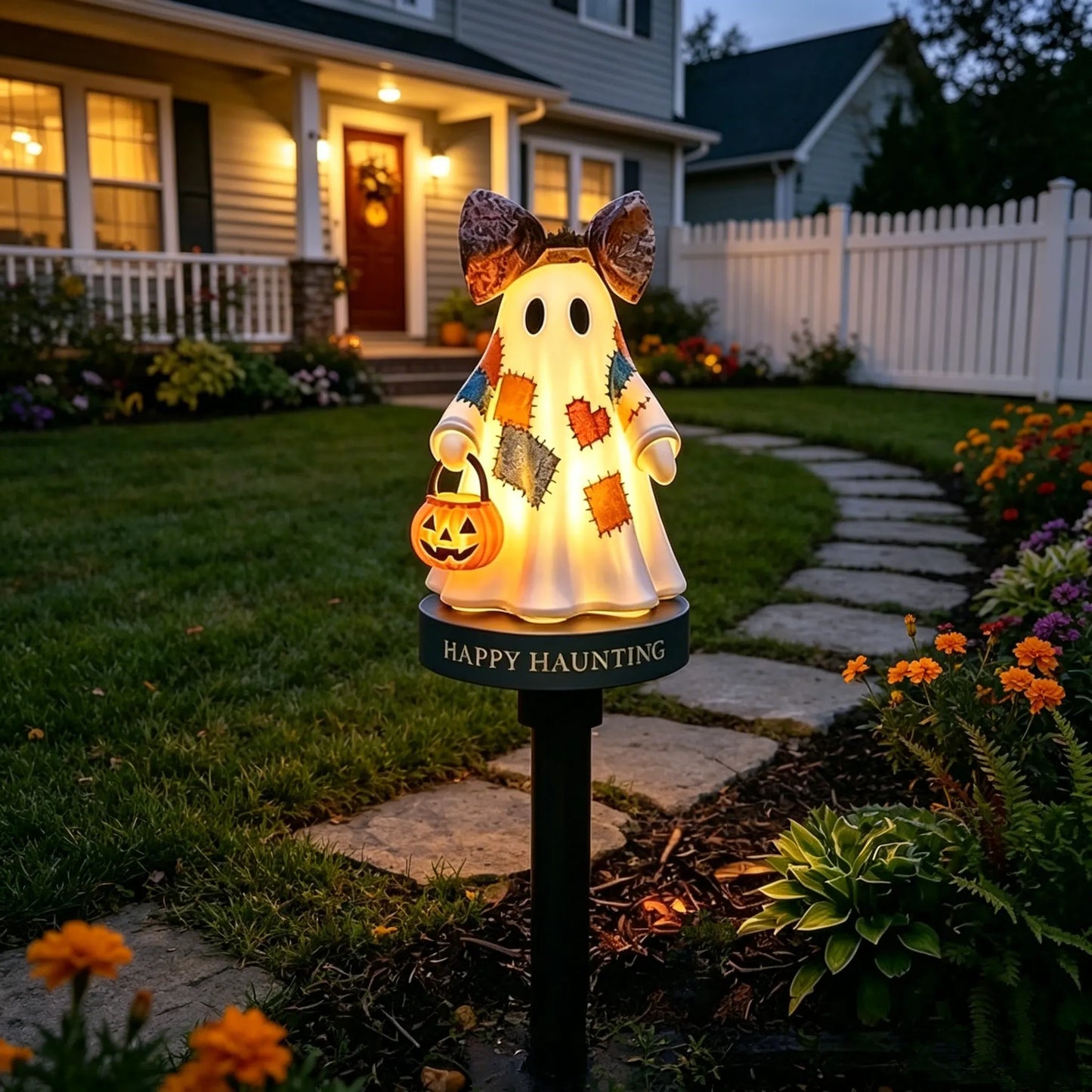🔥🔥TODAY'S SPECIAL OFFER-50% OFF 🔥Lighted Vintage Patchwork Ghost Solar Garden Light