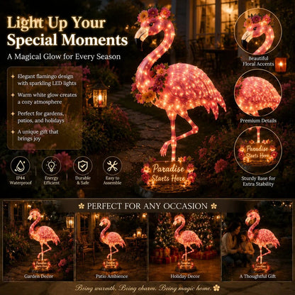 🦩🦩Flamingo Glow Garden Sculpture – Tropical Pink Light-Up Yard Decor for Backyard & Patio Nights
