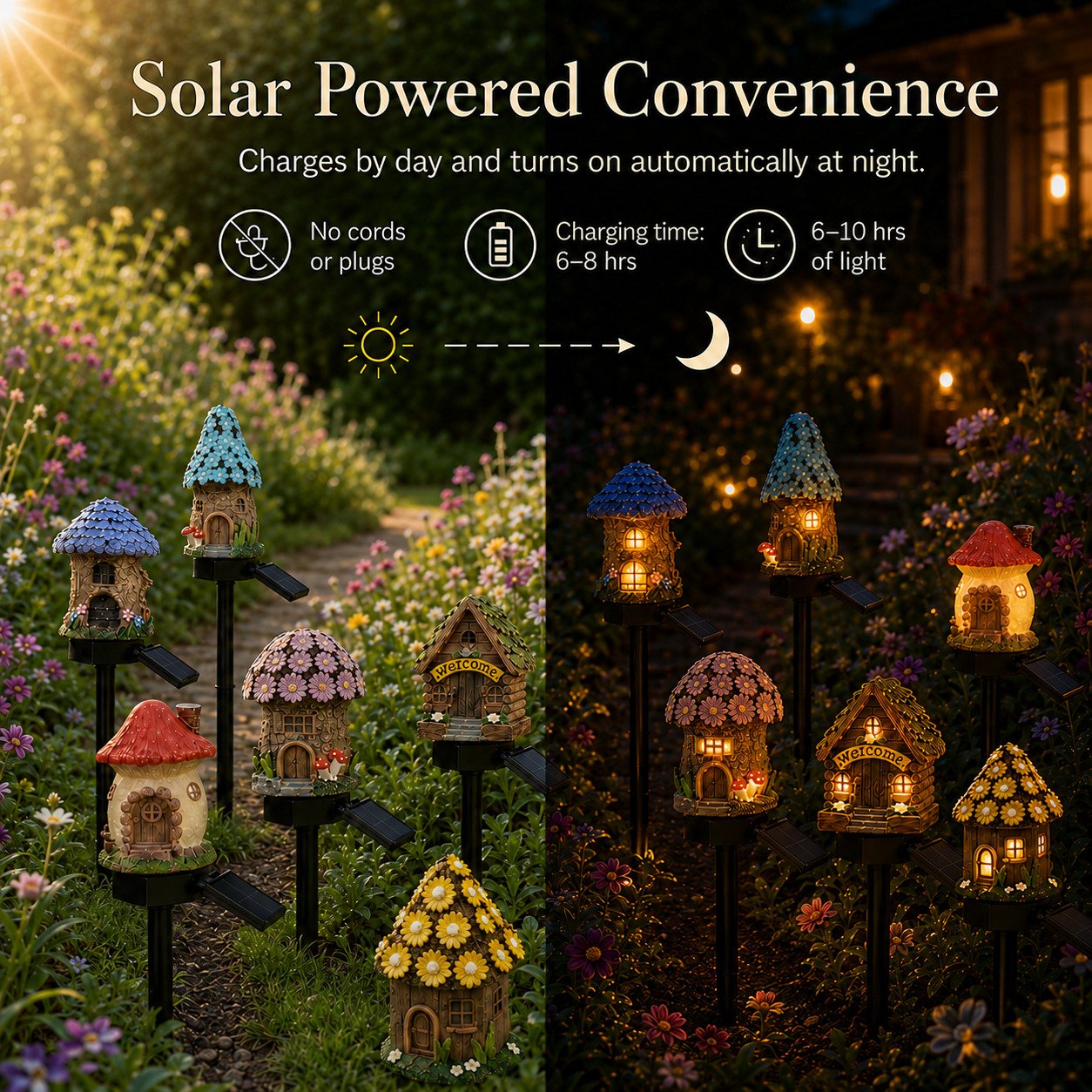 🍄Solar Fairy-Tale Mushroom Cottage Garden Light