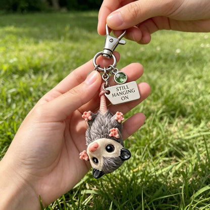 🐁A Little Opossum for You - 2D-"Still Hanging On" Keychain & Sentiment Card Set