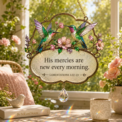 🐦Christian Scripture Bird Suncatcher with Crystal Prism – Hummingbird, Cardinal & Songbird Window Hanging