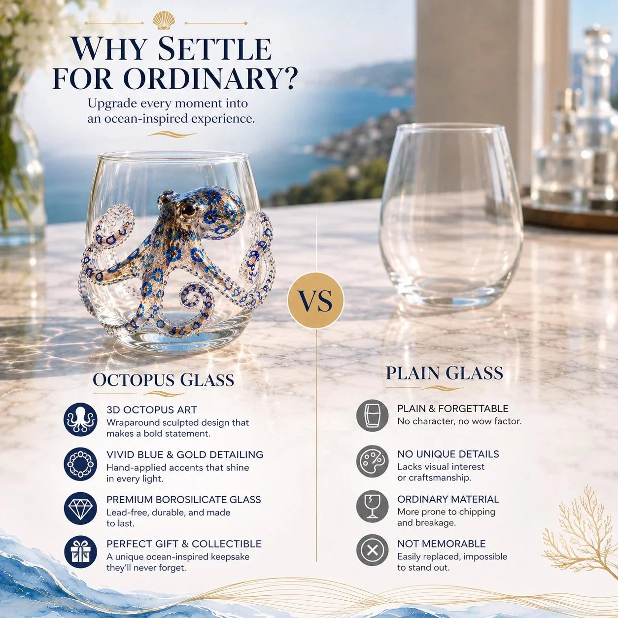 🎁The Perfect Beach House Gift 🌊3D Ocean Animal Artisan Glassware Collection