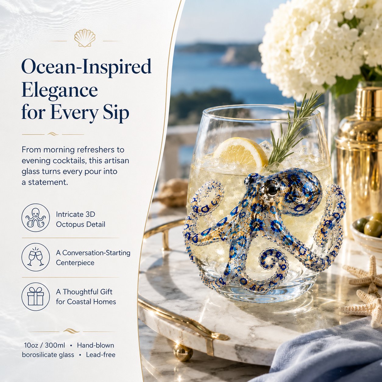 🎁The Perfect Beach House Gift 🌊3D Ocean Animal Artisan Glassware Collection
