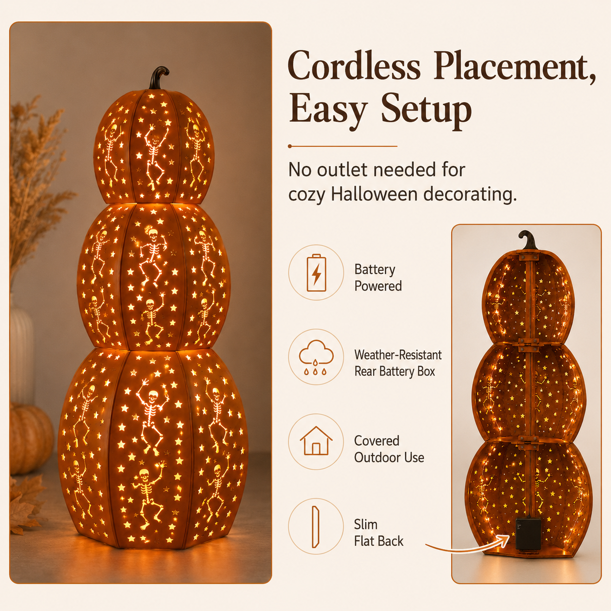 🎃Lighted Stacked Pumpkin Porch Decor