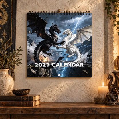 🐉🐉Dragons  2027 Wall Calendar – 12-Month Epic Fantasy Dragon Calendar, Mystical Legendary Art Hanging Planner for Dragon Lovers