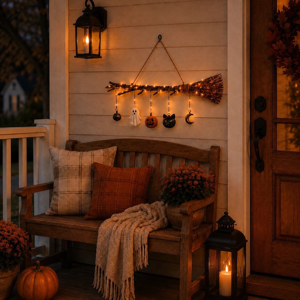🔥 🔥 Limited-Time 50% OFF + Free Shipping 🍂 Lighted Fall Broom Wall Hanging – Cozy Halloween & Autumn Decor