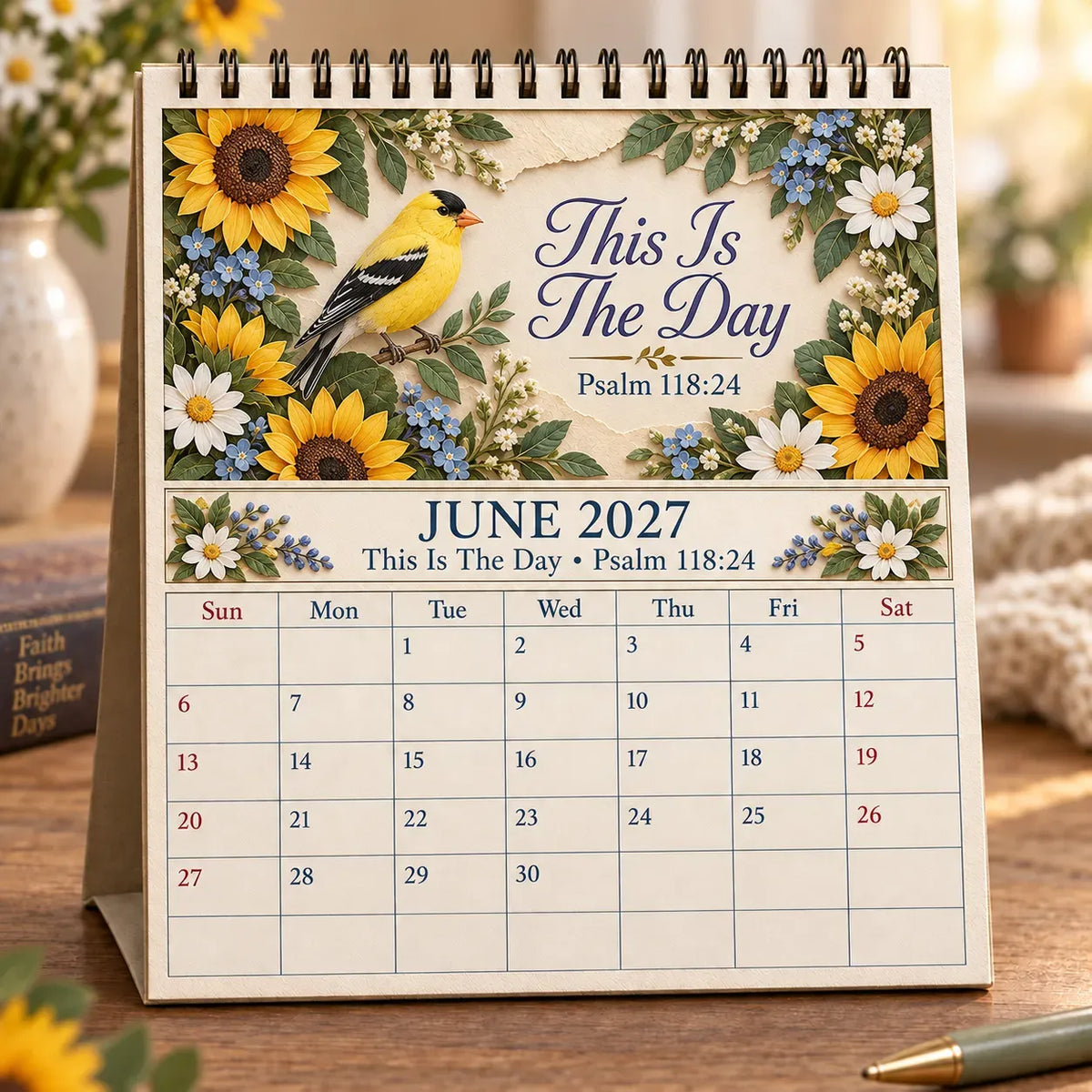 ✝️ 3D Christian Calendar 2027 | 12 Scripture Designs with Nature Scenes, Birds & Flowers for Faith-Filled Homes & Meaningful Gifts 🎁
