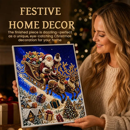 🎅🎅🎄 Premium 3D Pearl Christmas Reindeer Diamond Painting Art Kit |  Luxury Flocked Canvas with Scratch-Resistant Non-Fading Pearl Beads DIY Holiday Decor⛄️❄️