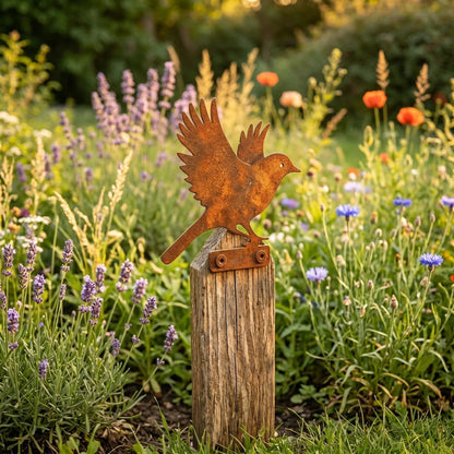 🐦5-Piece Lifelike Rusty Metal Bird Silhouettes Garden Art