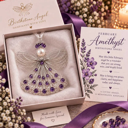 ⏳ ⏳Last Day 50% OFF – 👼Handmade Birthstone Angel Wire Ornament |12 Meaningful Birthstone Colors with Keepsake Card ✨