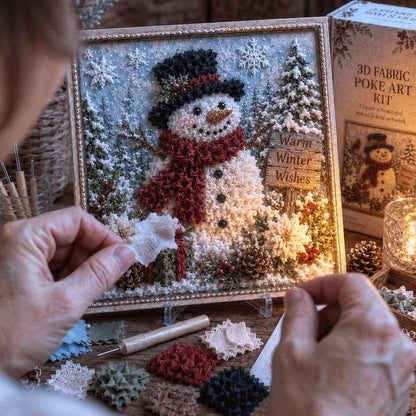 🔥 LAST DAY 49% OFF – 🎄🧵 Premium 3D Christmas Fabric Poke Art Kit | No-Sew Holiday Craft with Pre-Punched Board, Fabric Squares & Display Stand 🎅✨