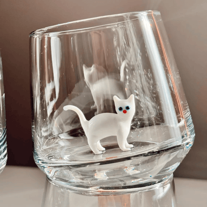 🐱 Handmade Murano Glass Cat Wine Glass