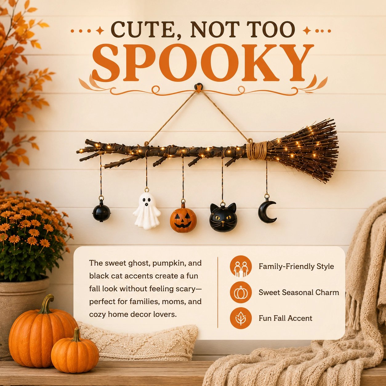 🔥 🔥 Limited-Time 50% OFF + Free Shipping 🍂 Lighted Fall Broom Wall Hanging – Cozy Halloween & Autumn Decor