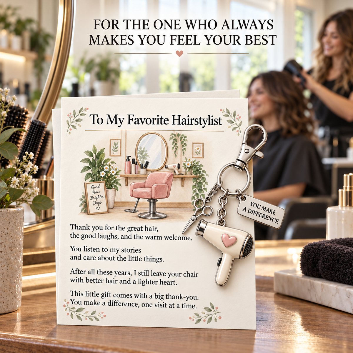 ✨ The "You Make a Difference" Appreciation Gift Set – Keychain & Greeting Card ✨