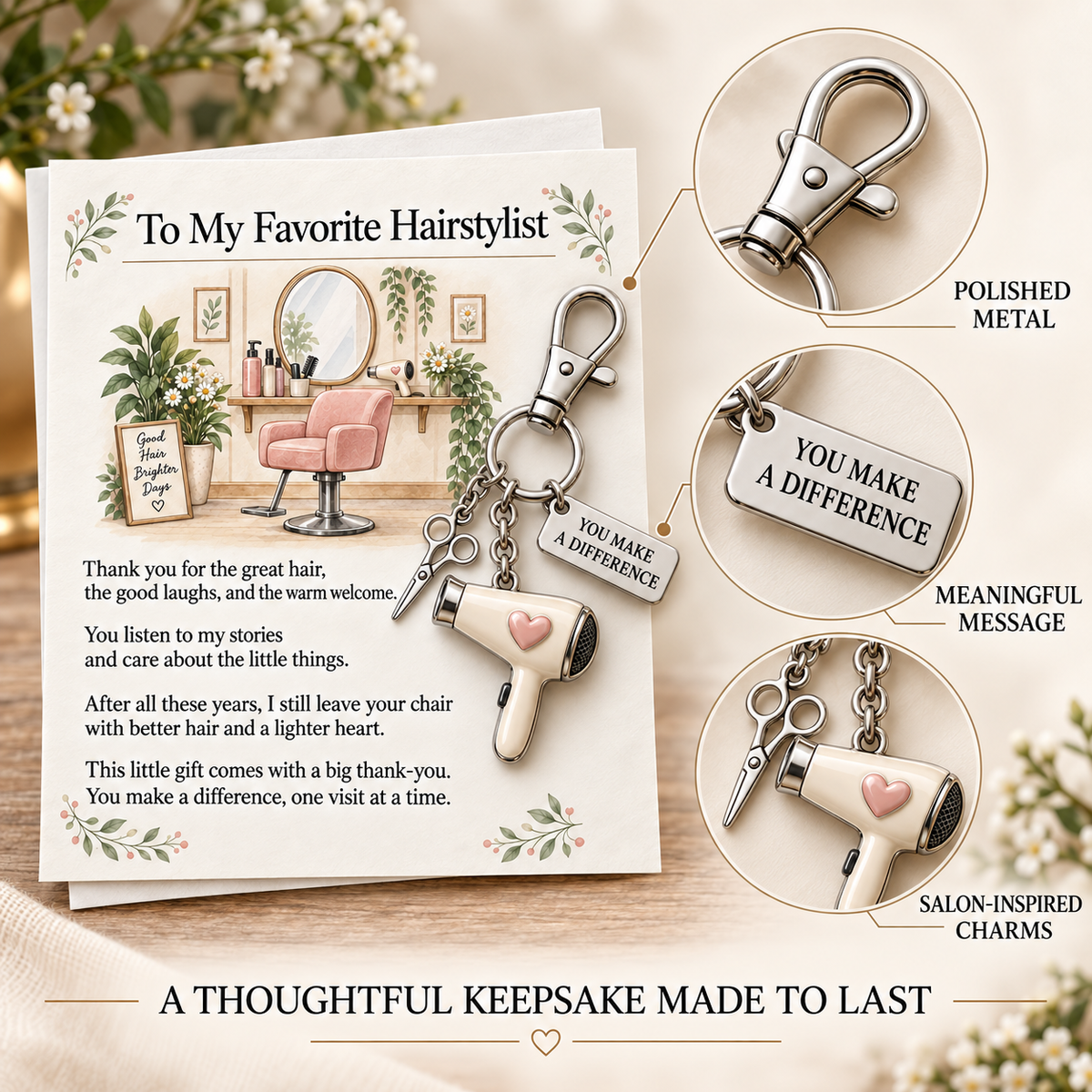 ✨ The "You Make a Difference" Appreciation Gift Set – Keychain & Greeting Card ✨